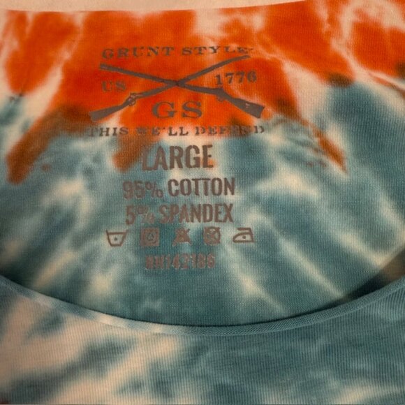 Grunt Style This We'll Defend Orange/Blue Tie Dye Women's T-Shirt | Size L - Picture 3 of 8